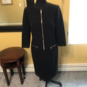 Black Ann Taylor Gold zip front Dress